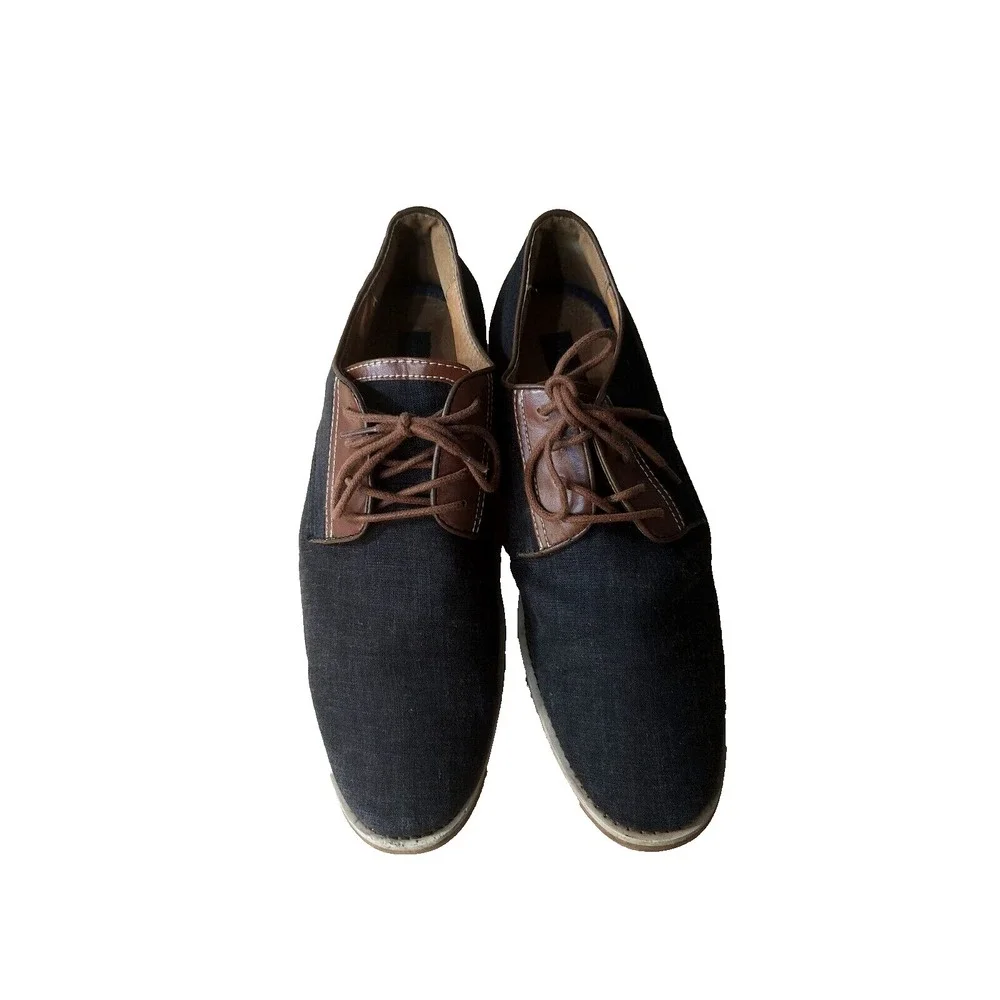 Giorgio Brutini Mens Shoes Sz 11 Oxfords Derby Linen Canvas Black Brown Heel Tap
